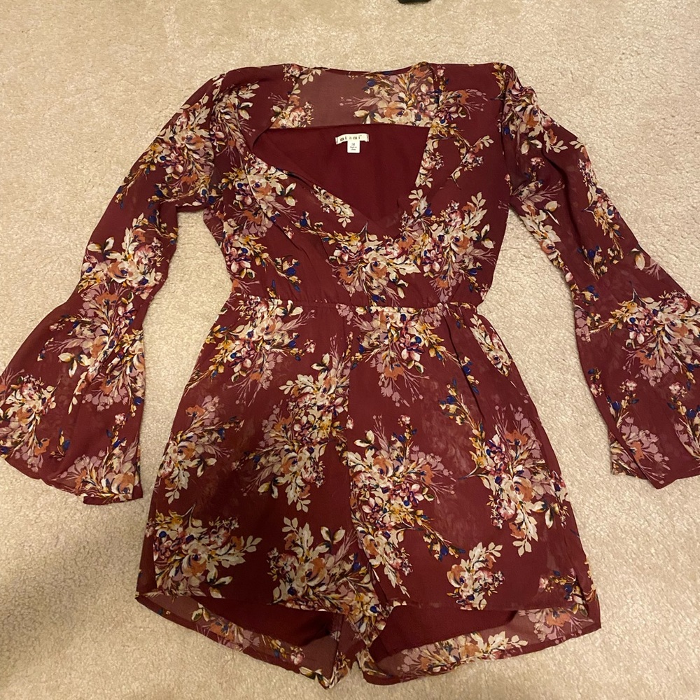 Maroon floral romper